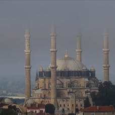 Selimiye Camii'ni sis kapladı, muhteşem görüntü ortaya çıktı