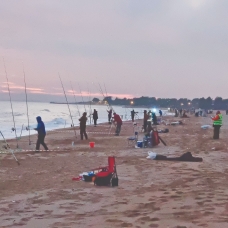 Gün batımında balık tutma yarışı