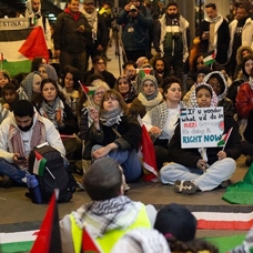 Hollanda'nın Lahey kentinde, Filistin'e destek için oturma eylemi yapıldı