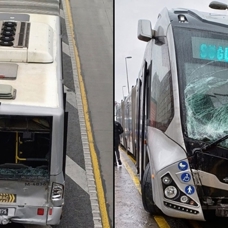 Avcılar'da iki metrobüsün çarpışması sonucu 4 yolcu yaralandı