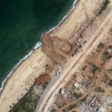 Gazze kıyısına yapılacak limanın inşası uzaydan görüntüledi