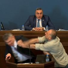 Gürcistan Parlamentosu'nda milletvekilleri birbirine girdi